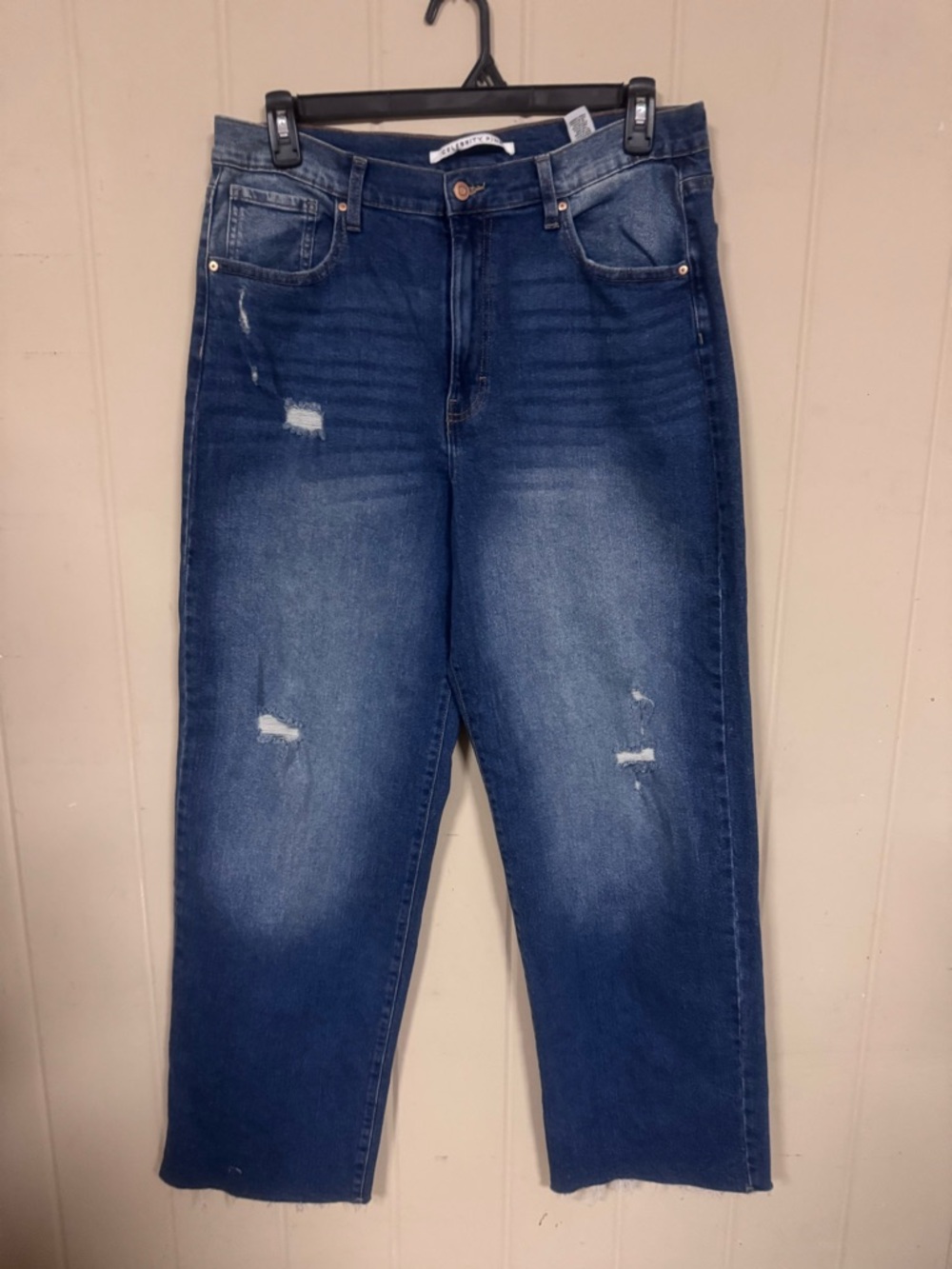 Celebrity Pink Distressed Wide Leg Jeans High Rise Medium Wash Size 17